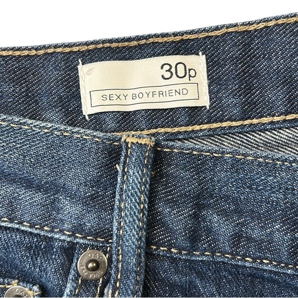 Gap Sexy Boyfriend Cotton Distressed Mid-Rise Denim Jeans Dark Indigo 30 Petite - Picture 9 of 12